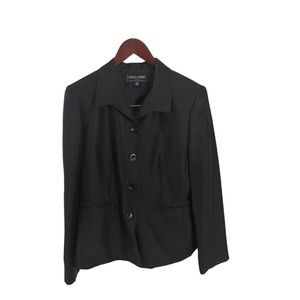 Kasper & Company A S L Petites Women's 10P Black Silk Button Up Blouse